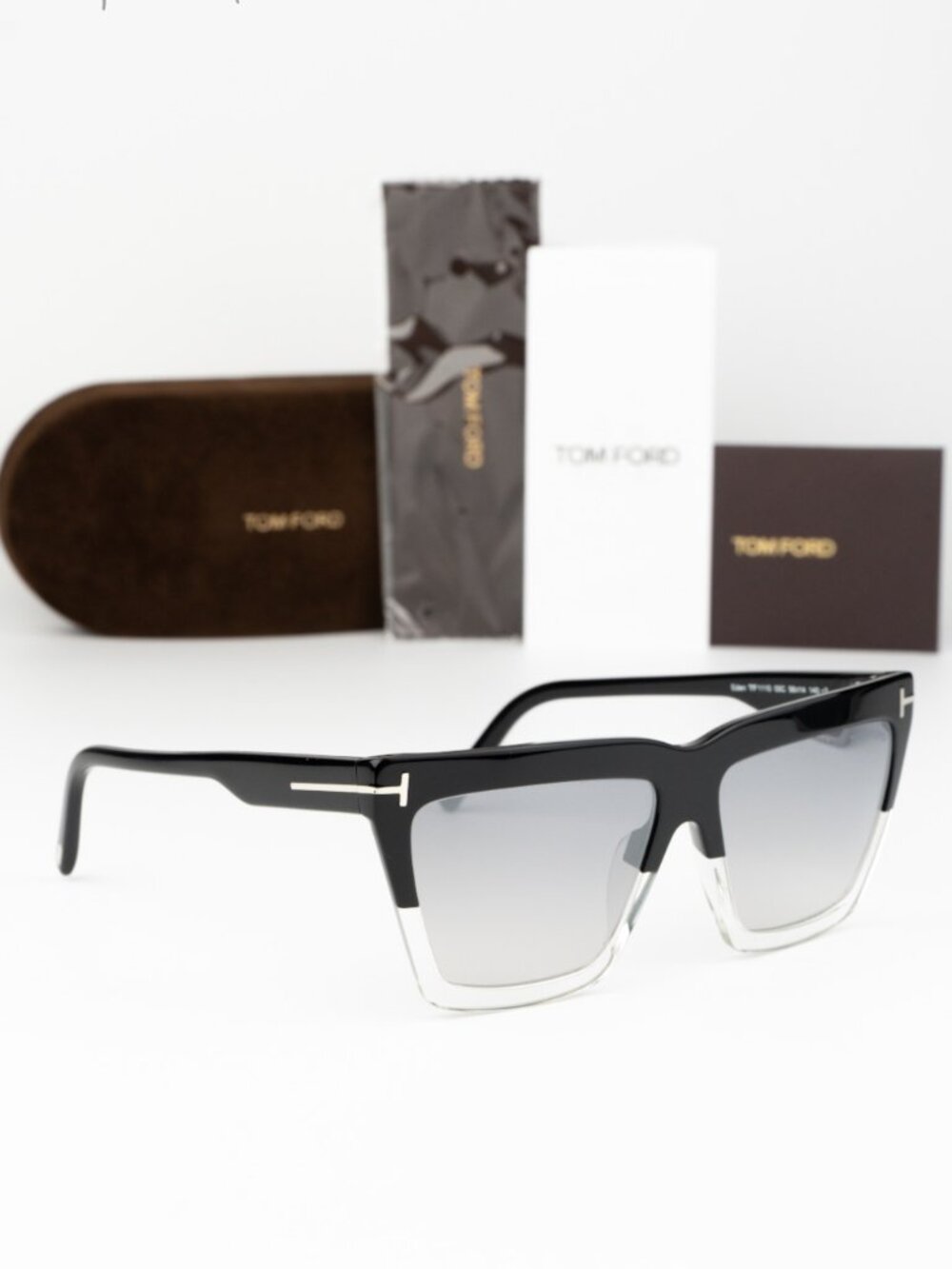 Tom Ford EDEN Women Sunglasses Black Grey Mirror Square FT1110 05C NEW AUTHENTIC